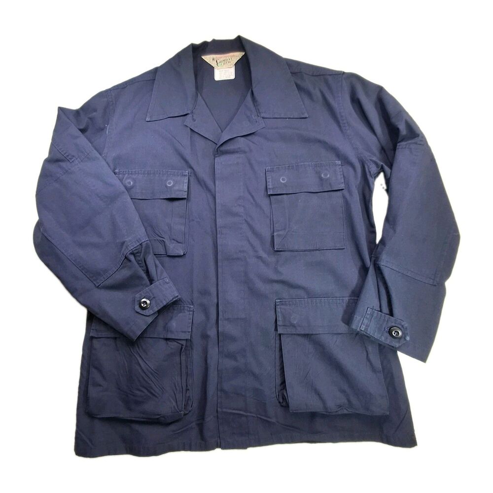 Vtg Military Chore Jacket Sz M Brigade Quartermasters Combat Cloth Navy Men